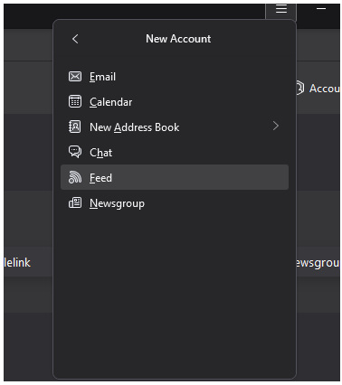 Screenshot 2 of 8, selecting the feed account type