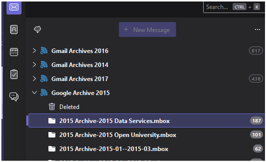 Screenshot 8 of 8, the display of mbox items when process is complete